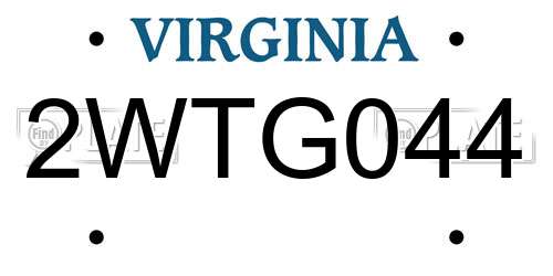 2WTG044 Virginia License Plate