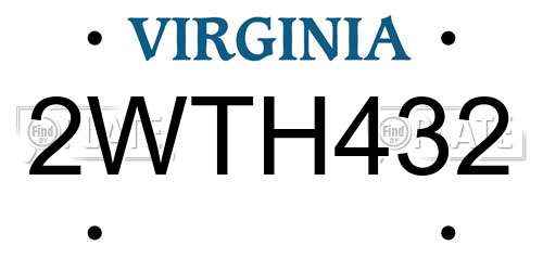 2WTH432 Virginia License Plate