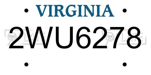 2WU6278 Virginia License Plate
