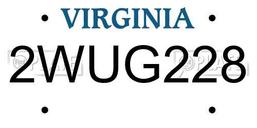 2WUG228 Virginia License Plate