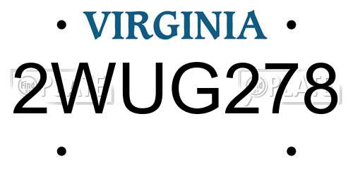 2WUG278 Virginia License Plate