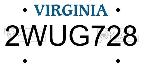 2WUG728 Virginia License Plate