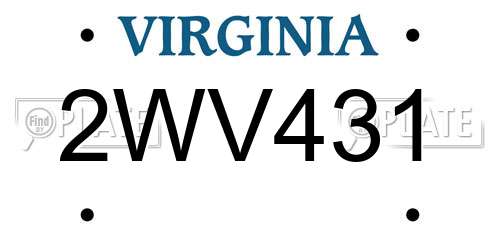 2WV431 Virginia License Plate