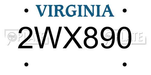2WX890 Virginia License Plate
