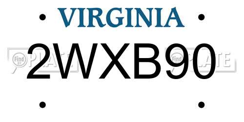 2WXB90 Virginia License Plate