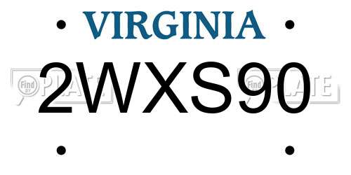 2WXS90 Virginia License Plate