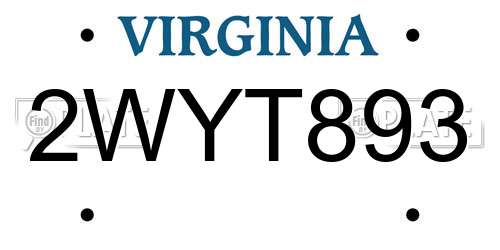 2WYT893 Virginia License Plate