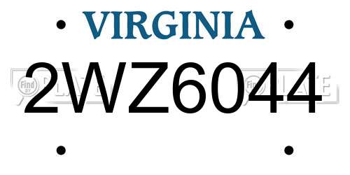 2WZ6044 Virginia License Plate