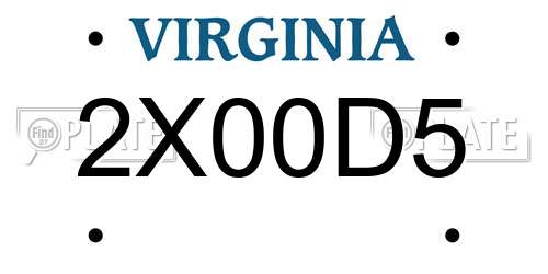 2X00D5 Virginia License Plate