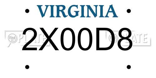 2X00D8 Virginia License Plate