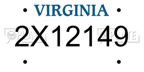 2X12149 Virginia License Plate