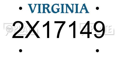 2X17149 Virginia License Plate