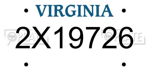 2X19726 Virginia License Plate