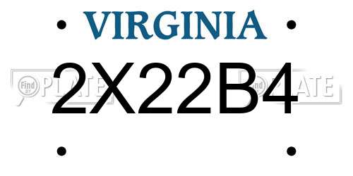 2X22B4 Virginia License Plate