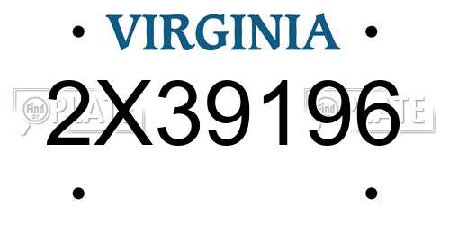 2X39196 Virginia License Plate