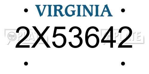 2X53642 Virginia License Plate