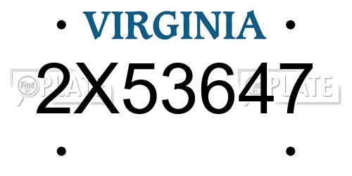 2X53647 Virginia License Plate