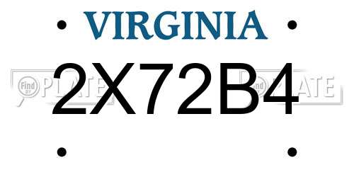 2X72B4 Virginia License Plate