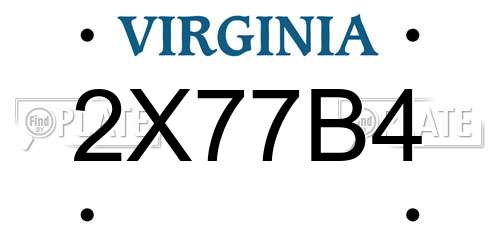 2X77B4 Virginia License Plate