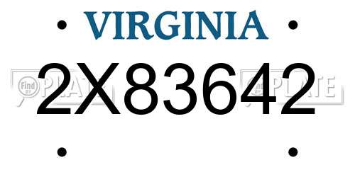 2X83642 Virginia License Plate