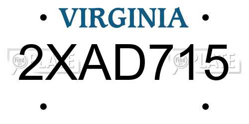 2XAD715 Virginia License Plate