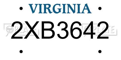 2XB3642 Virginia License Plate