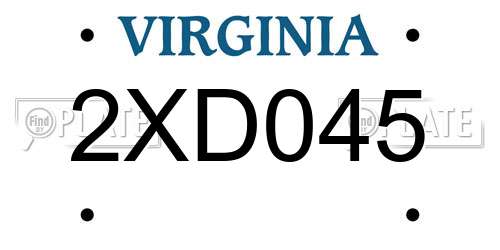2XD045 Virginia License Plate