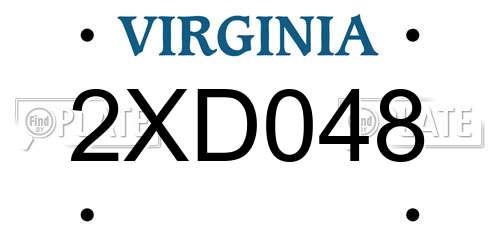 2XD048 Virginia License Plate