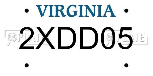 2XDD05 Virginia License Plate