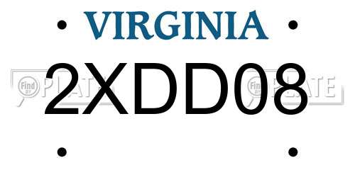 2XDD08 Virginia License Plate