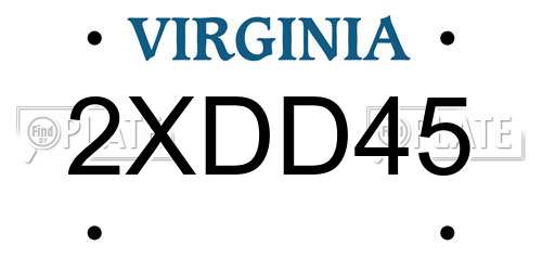 2XDD45 Virginia License Plate