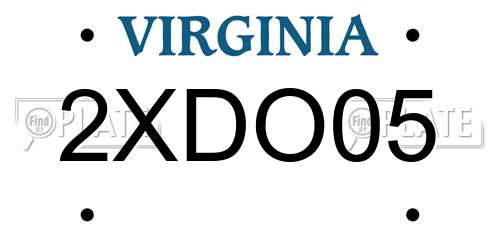 2XDO05 Virginia License Plate