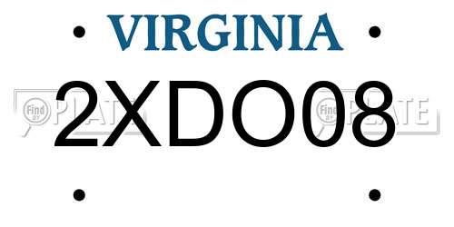 2XDO08 Virginia License Plate