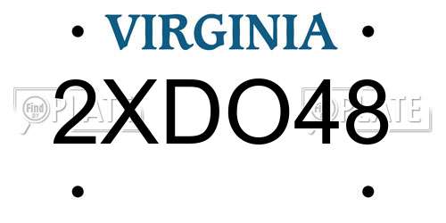 2XDO48 Virginia License Plate