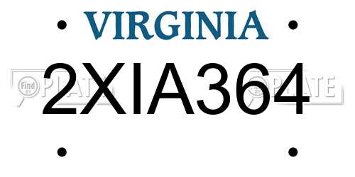 2XIA364 Virginia License Plate