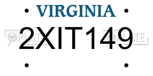 2XIT149 Virginia License Plate