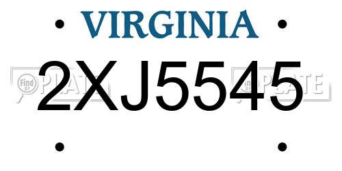 2XJ5545 Virginia License Plate