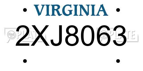 2XJ8063 Virginia License Plate