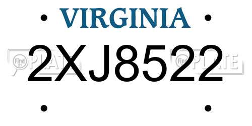 2XJ8522 Virginia License Plate