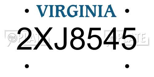 2XJ8545 Virginia License Plate