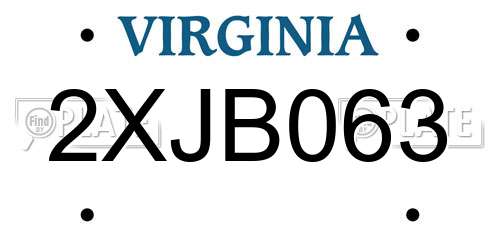 2XJB063 Virginia License Plate