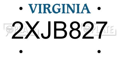 2XJB827 Virginia License Plate