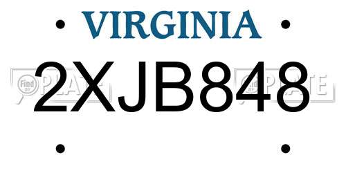 2XJB848 Virginia License Plate
