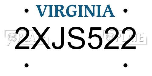 2XJS522 Virginia License Plate