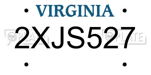 2XJS527 Virginia License Plate