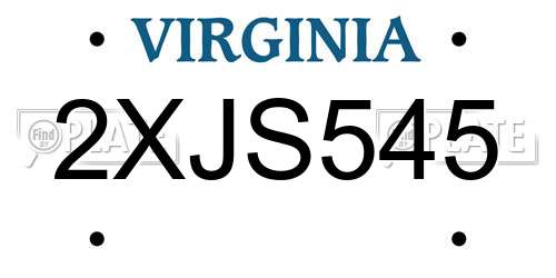 2XJS545 Virginia License Plate