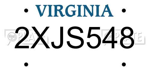 2XJS548 Virginia License Plate