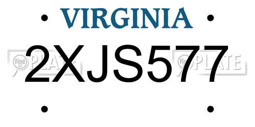 2XJS577 Virginia License Plate