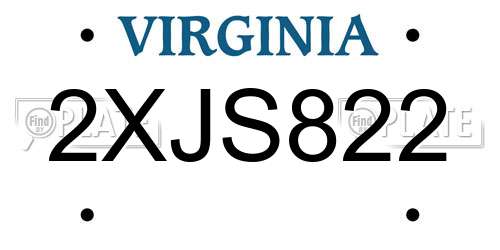 2XJS822 Virginia License Plate