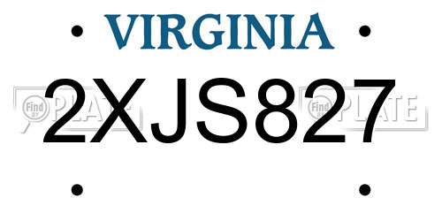 2XJS827 Virginia License Plate